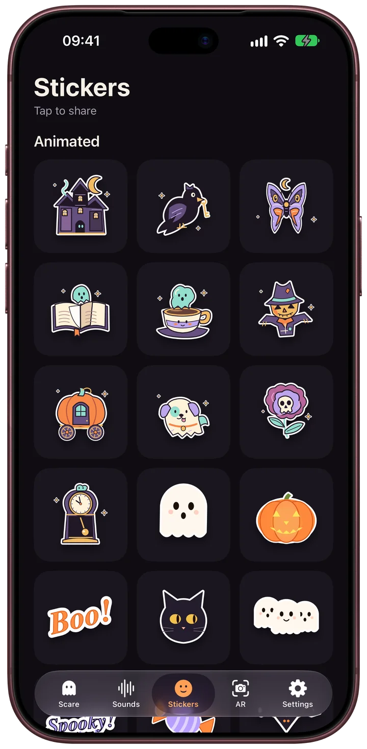 Scarebulum Halloween sticker collection on iPhone