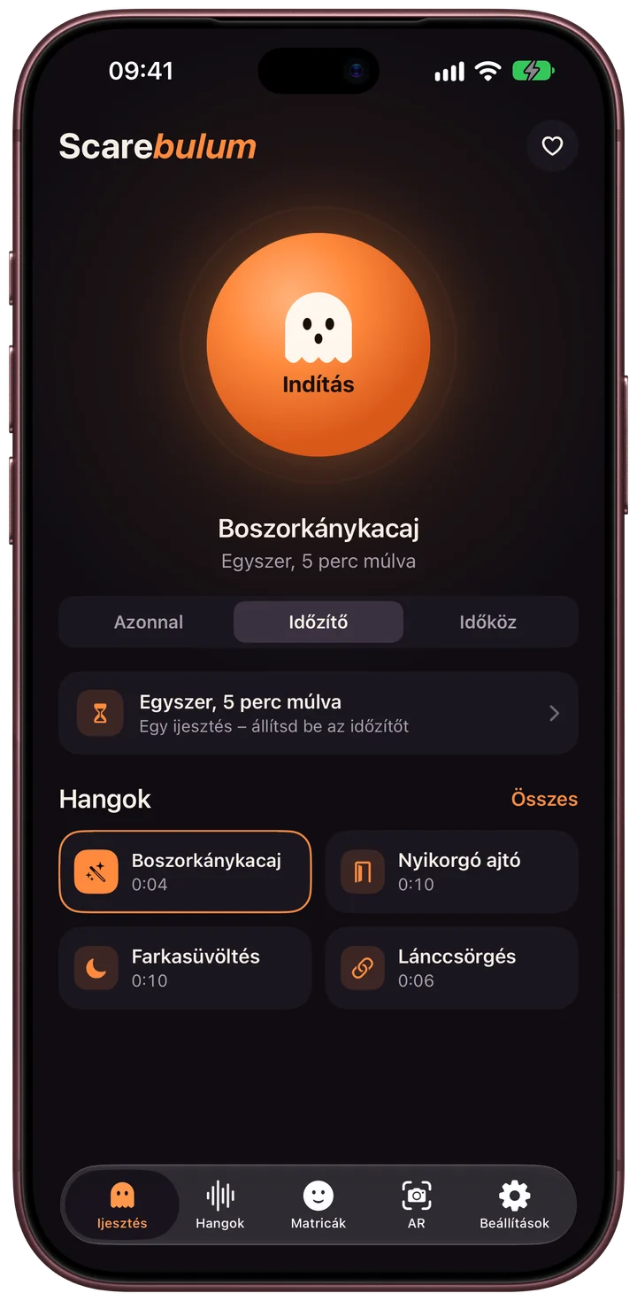 Scarebulum · Hang és időzítés · iPhone
